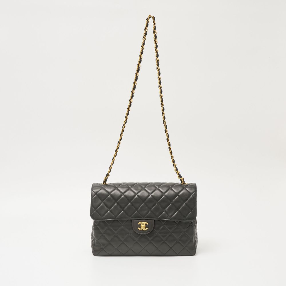 Chanel Big Matelasse Shoulder Bag Lambskin Black Coco Mark